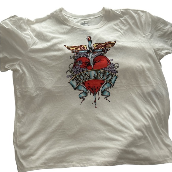 Bon Jovi Relaxed Fit Cotton Boxy Tee Size 2 - Picture 5 of 5